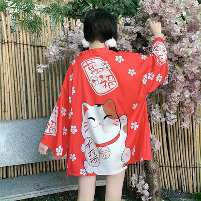 Cute Cat Sakura Kimono - OtakuBase